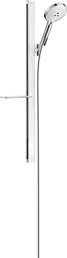 Hansgrohe Raindance Select S doucheset 120 3jet met Unica`E glijstang 90 cm met handdouche en zeepschaal 90 cm met Isiflex`B doucheslang 160 cm wit chroom