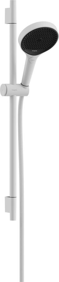 Hansgrohe Rainfinity doucheset 130 3jet EcoSmart met glijstang S Puro 65 cm push-schuifstuk en Designflex textiel doucheslang 160 cm mat wit