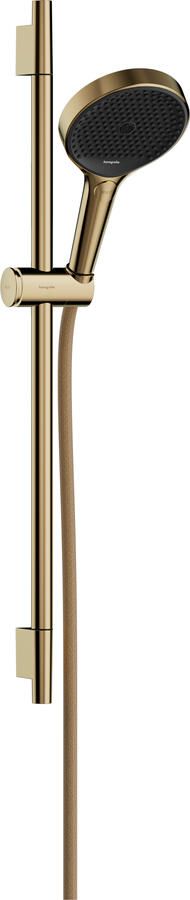 Hansgrohe Rainfinity doucheset 130 3jet EcoSmart met glijstang S Puro 65 cm push-schuifstuk en Designflex textiel doucheslang 160 cm Polished Gold Optic