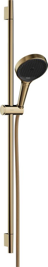 Hansgrohe Rainfinity doucheset 130 3jet EcoSmart met glijstang S Puro 90 cm push-schuifstuk en Designflex textiel doucheslang 160 cm Polished Gold Optic