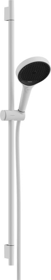 Hansgrohe Rainfinity doucheset 130 3jet EcoSmart met glijstang S Puro 90 cm push-schuifstuk en Designflex textiel doucheslang 160 cm mat wit