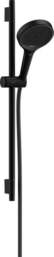 Hansgrohe Rainfinity doucheset 130 3jet EcoSmart met glijstang S Puro 65 cm push-schuifstuk en Designflex textiel doucheslang 160 cm mat zwart