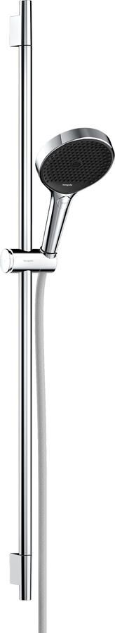 Hansgrohe Rainfinity doucheset 130 3jet EcoSmart met glijstang S Puro 90 cm push-schuifstuk en Designflex textiel doucheslang 160 cm chroom