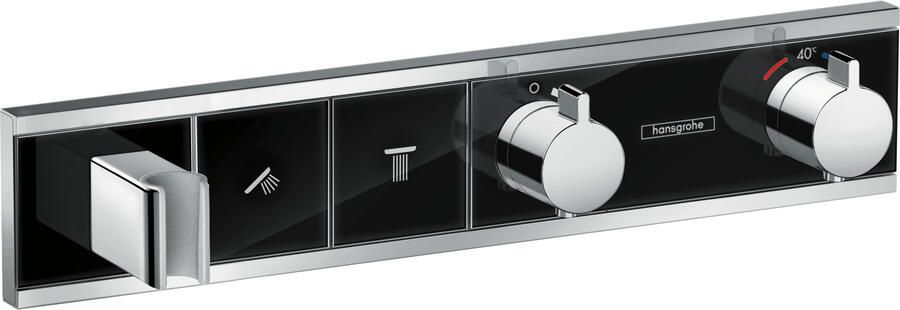 Hansgrohe RainSelect afbouwdeel voor inbouw douchekraan thermostatisch voor 2 functies met handdouchehouder 45.6x90cm zwart chroom 15355600