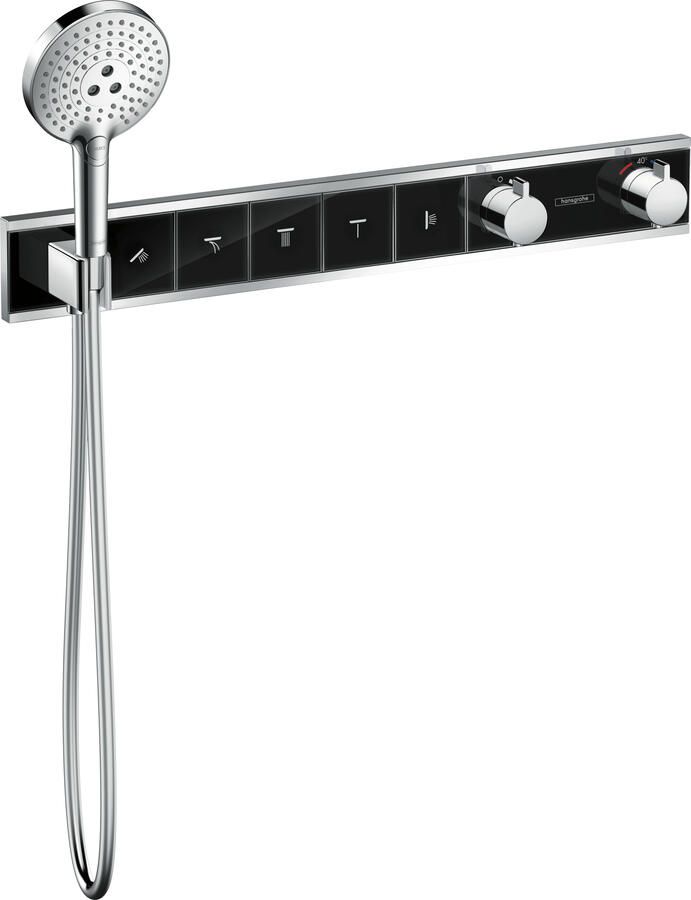 Hansgrohe RainSelect afbouwdeel v. inbouw douchekraan thermostatisch m. douchehouder v. 5 functies 66.9x90cm zwart chroom