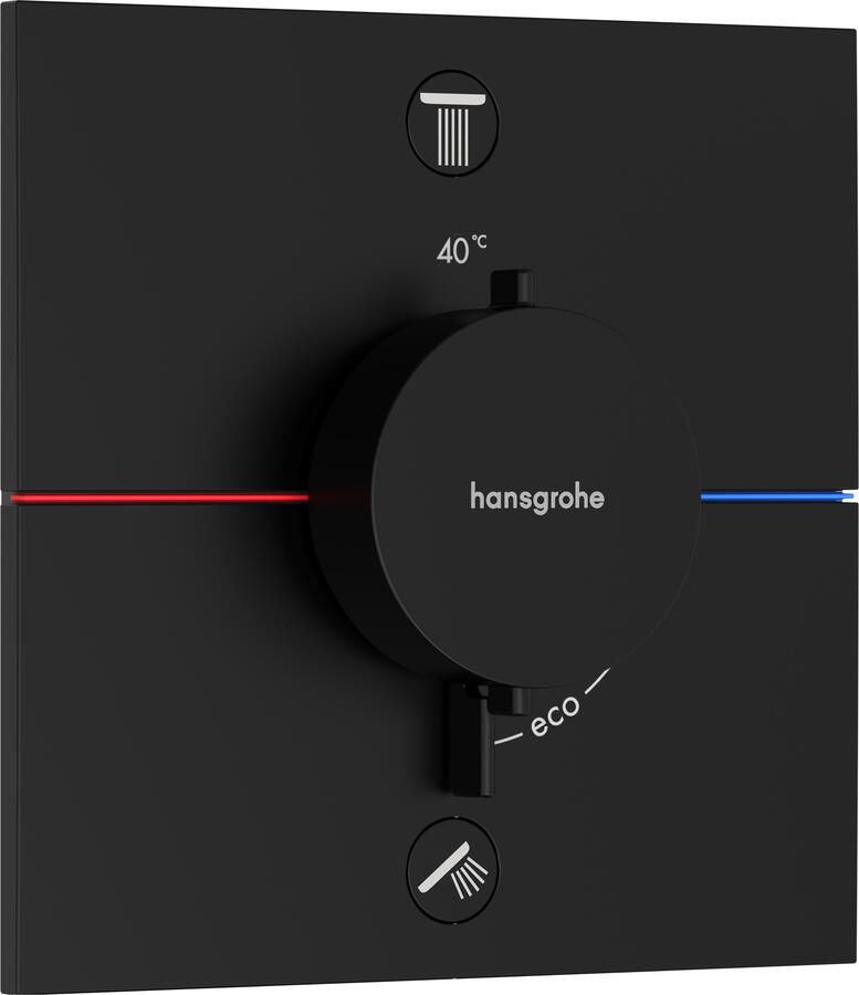 Hansgrohe ShowerSelect Comfort E thermostaat inbouw voor 2 functies met geïntergreerde zekerheidscombinatie volgens EN1717 mat zwart