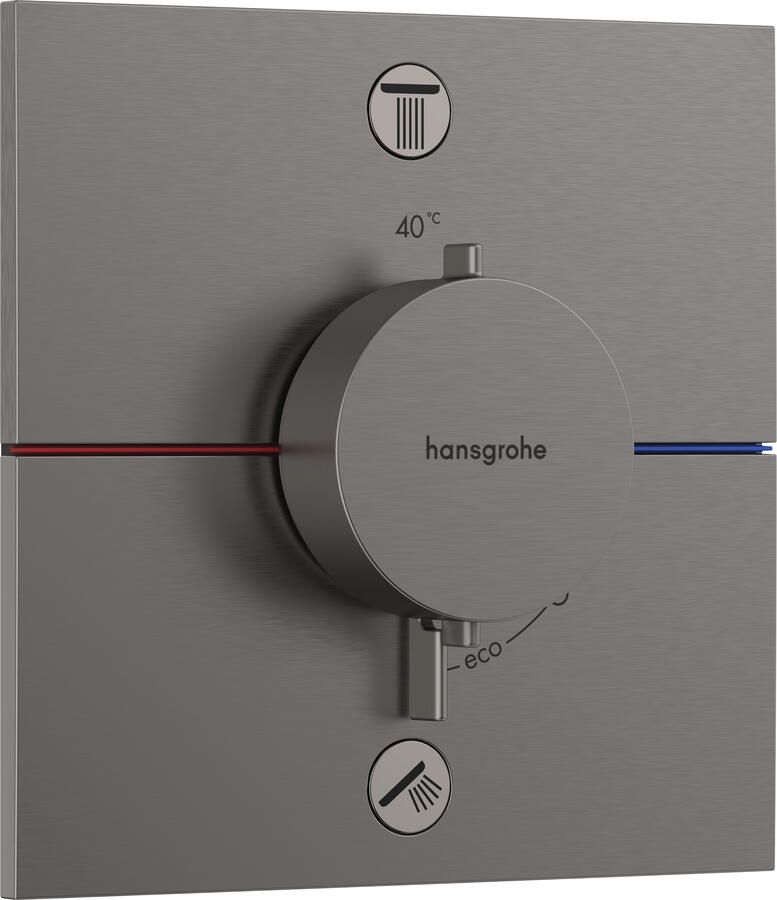Hansgrohe ShowerSelect Comfort E thermostaat inbouw voor 2 functies met geïntergreerde zekerheidscombinatie volgens EN1717 Brushed Black Chrome