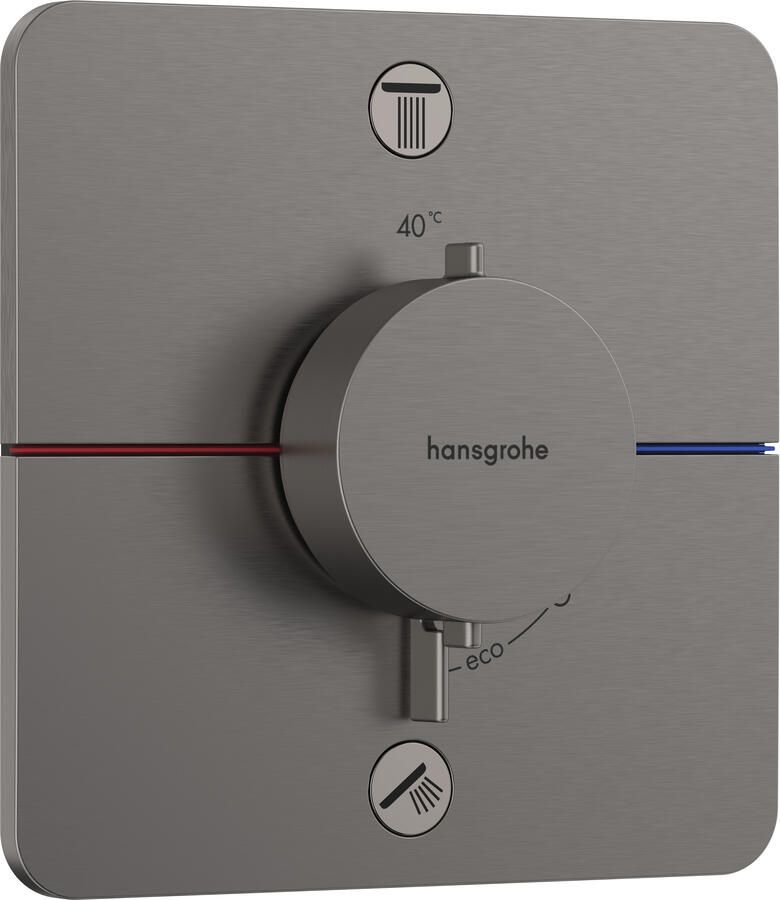 Hansgrohe ShowerSelect Comfort Q thermostaat inbouw voor 2 functies met geïntergreerde zekerheidscombinatie volgens EN1717 Brushed Black Chrome