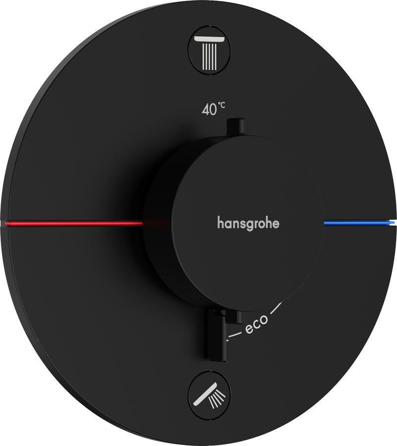 Hansgrohe ShowerSelect Comfort S thermostaat inbouw voor 2 functies met geïntergreerde zekerheidscombinatie volgens EN1717 mat zwart