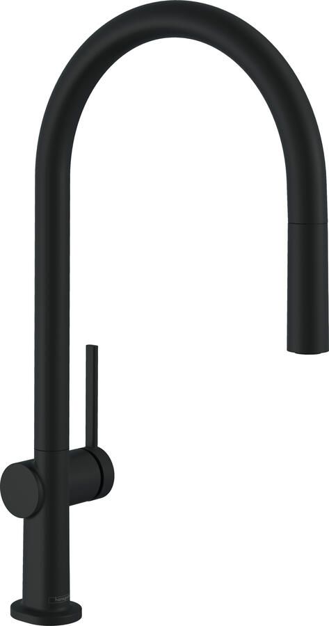 Hansgrohe Talis M54 ééngreeps keukenmengkraan met draaibare uitloop uittrekbare vuistdouche en sBox 43 5 cm mat zwart