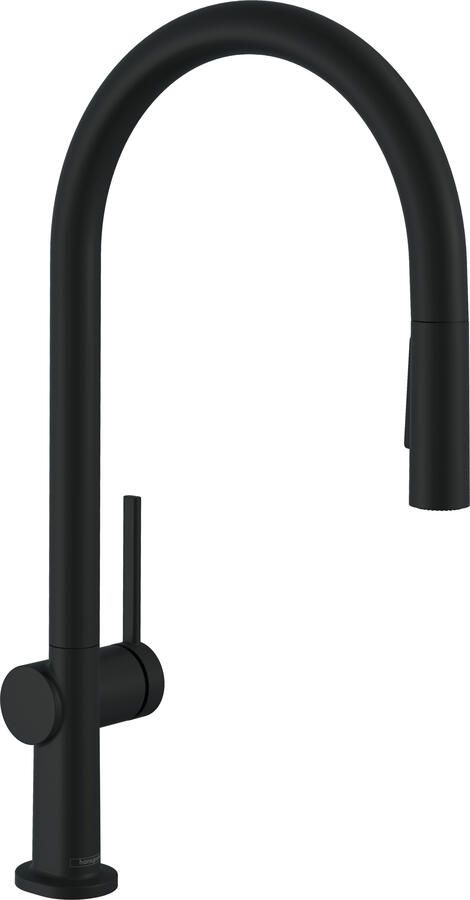 Hansgrohe Talis M54 ééngreeps keukenmengkraan met draaibare uitloop uittrekbare vuistdouche en sBox 43 5 cm mat zwart