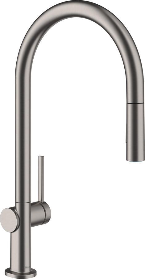 Hansgrohe Talis M54 ééngreeps keukenmengkraan 210 met uitttrekbare vuistdouche 2 straalsoorten EcoSmart Brushed Black Chrome