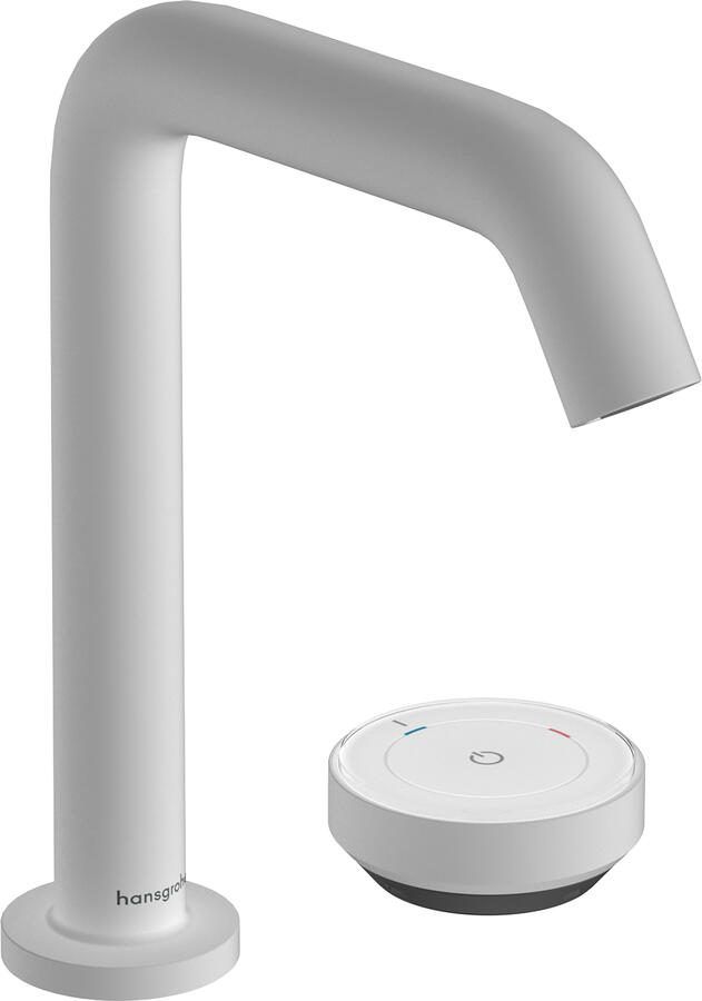 Hansgrohe Tecturis S 2-gats wastafelkraan 150 CoolStart met waste mat wit