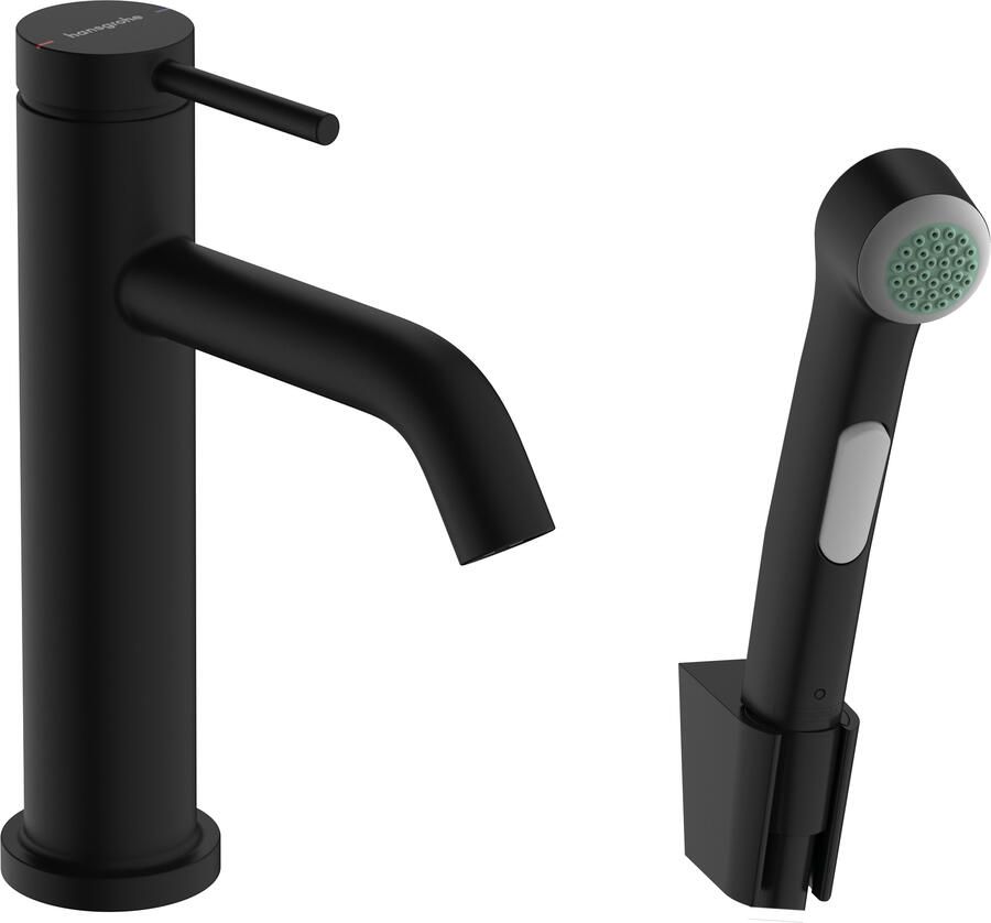 Hansgrohe Tecturis S ééngreeps wastafelkraan 110 met bidet handdouche en doucheslang 160 cm mat zwart