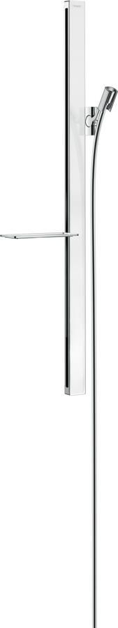 Hansgrohe Unica`E glijstang m. Isiflex`B doucheslang 160cm en casetta`E zeepschaal 90cm wit chroom 27640400