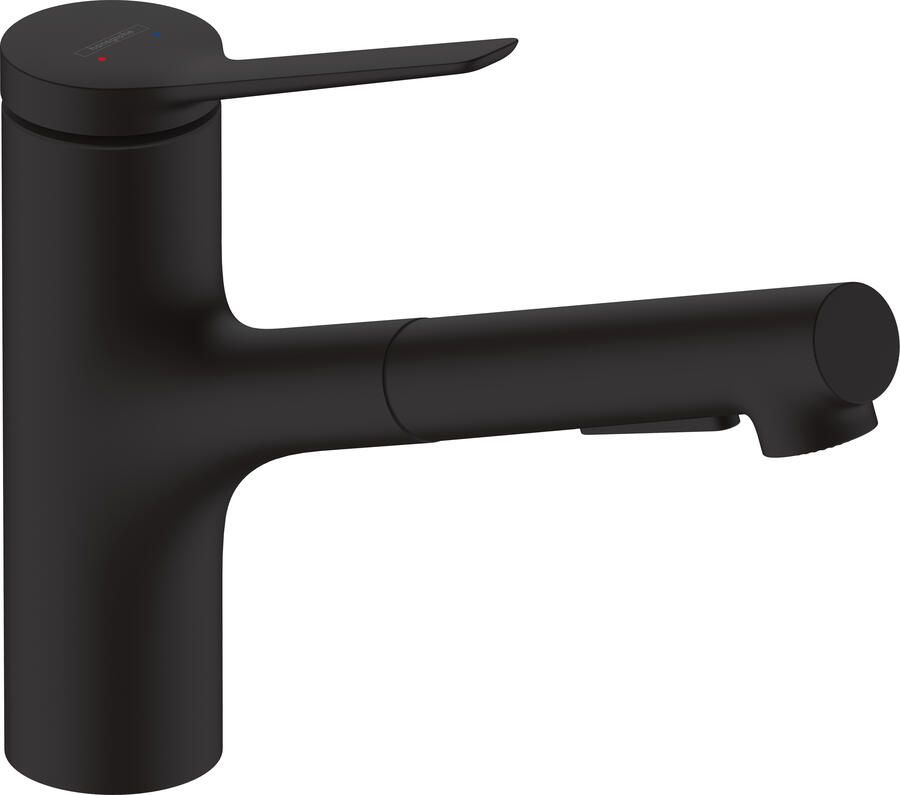 Hansgrohe Zesis M33 ééngreeps keukenkraan 150 met metalen uittrekbare vuistdouche 2jet sBox mat zwart