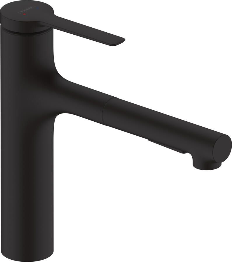 Hansgrohe Zesis M33 ééngreeps keukenkraan 160 met metalen uittrekbare vuistdouche 2jet sBox mat zwart