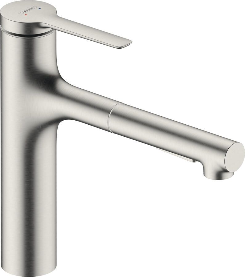 Hansgrohe Zesis M33 ééngreeps keukenkraan 160 met metalen uittrekbare vuistdouche 2jet sBox rvs look