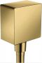 Hansgrohe Fixfit Square muuraansluitbocht m. terugslagklep polished gold 26455990 - Thumbnail 1