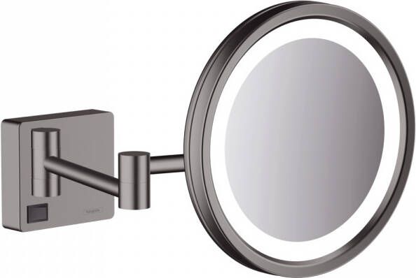 Hansgrohe AddStoris make-up spiegel met LED-verlichting en schakelaar 3x vergrotend 21 7 cm geborsteld zwart chroom