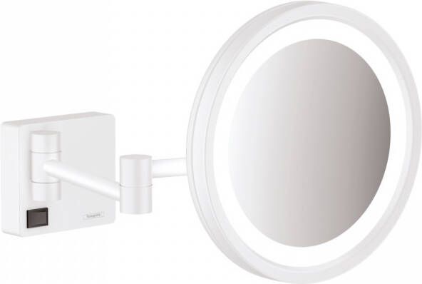 Hansgrohe AddStoris make up spiegel met LED verlichting en schakelaar 3x vergrotend 21 7 cm mat wit