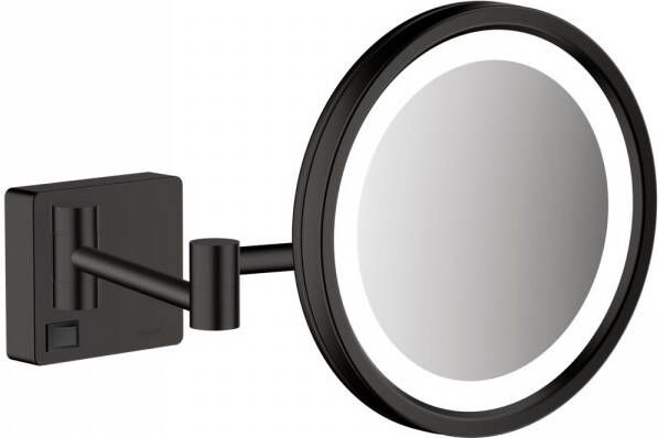 Hansgrohe AddStoris make-up spiegel met LED-verlichting en schakelaar 3x vergrotend 21 7 cm mat zwart