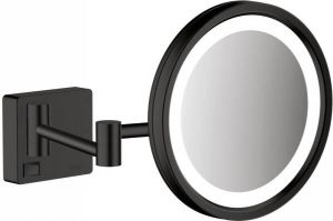 Hansgrohe AddStoris make up spiegel met LED verlichting en schakelaar 3x vergrotend 21 7 cm mat zwart