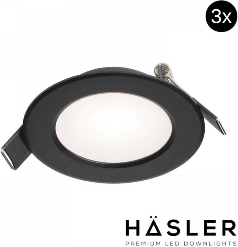 Hasler Inbouwspot Häsler Murcia Incl. Fase Aansnijding Dimbaar 9.2 cm 4 Watt Helder Wit Zwart Set 3x