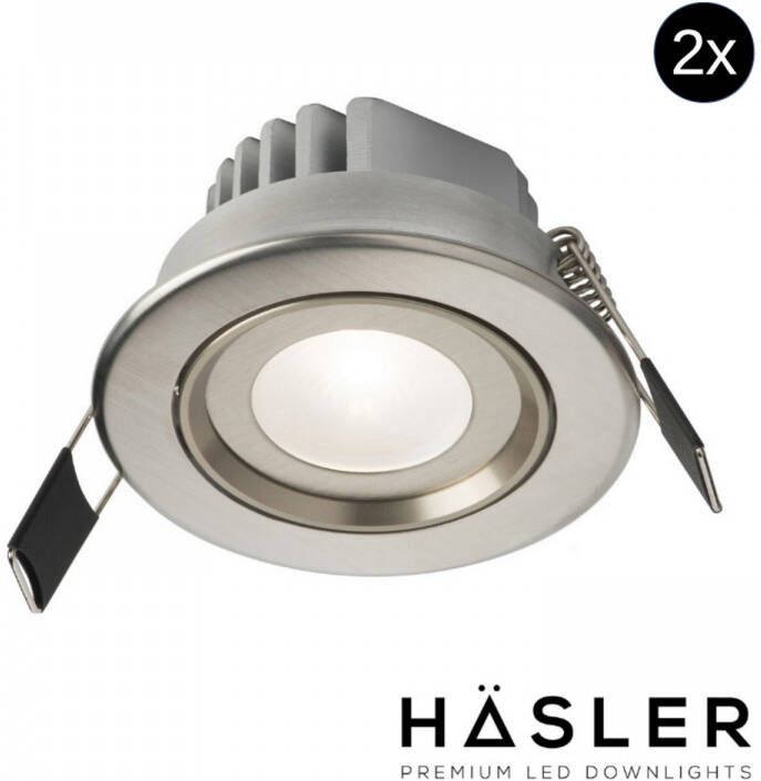 Hasler Inbouwspot Häsler Tarragona Incl. Fase Aansnijding Dimbaar 8 cm 4 Watt Helder Wit RVS Set 2x