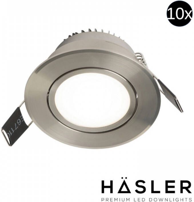 Hasler Inbouwspot Häsler Tordera Incl. Fase Aansnijding Dimbaar 8 cm 4 Watt Helder Wit RVS Set 10x