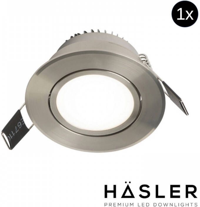 Hasler Inbouwspot Häsler Tordera Incl. Fase Aansnijding Dimbaar 8 cm 4 Watt Helder Wit RVS Set 1x