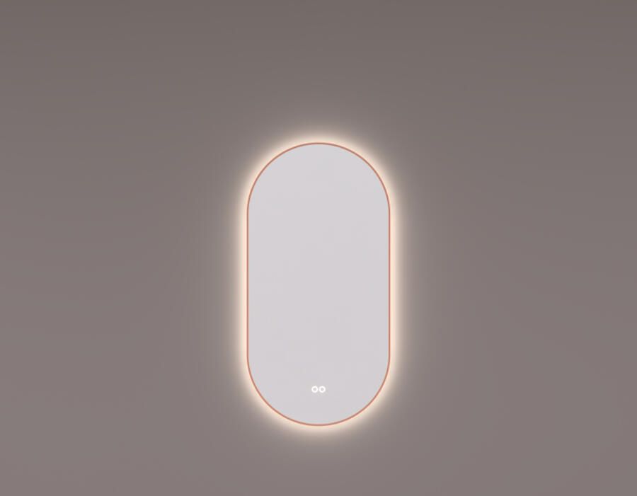 Hipp Design Spiegel SPV 14900 Ovaal 40x90 cm Met Frame Koper PVD Met Verlichting Incl. Spiegelverwarming