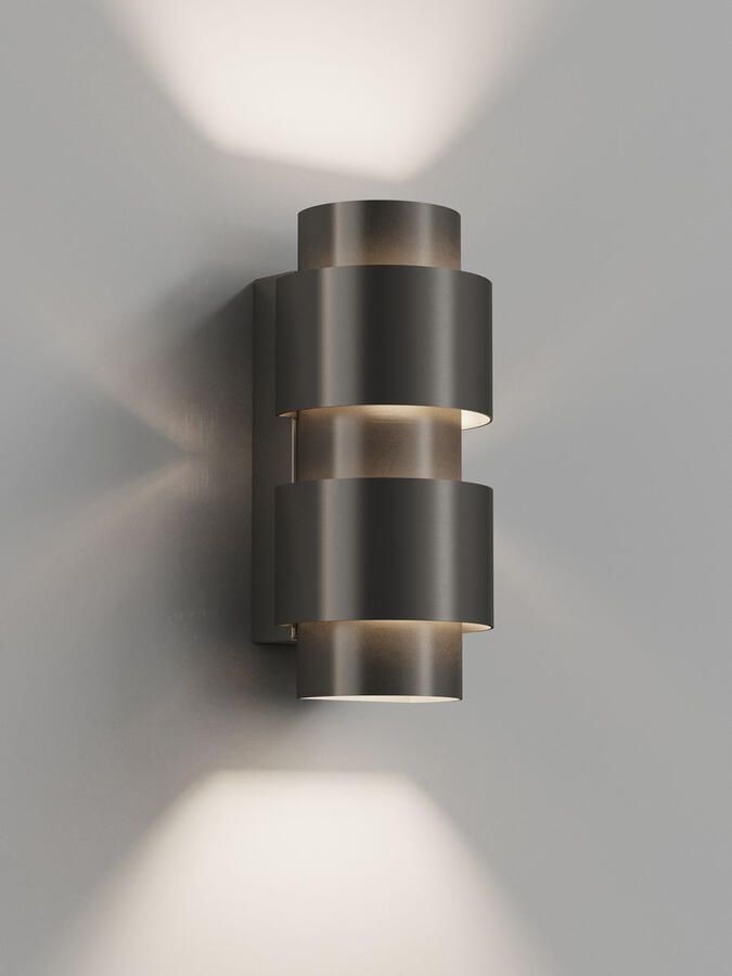 Hipp Design Wandlamp Simar Half Rond PVD Gunmetal 3000K Dimbaar IP44