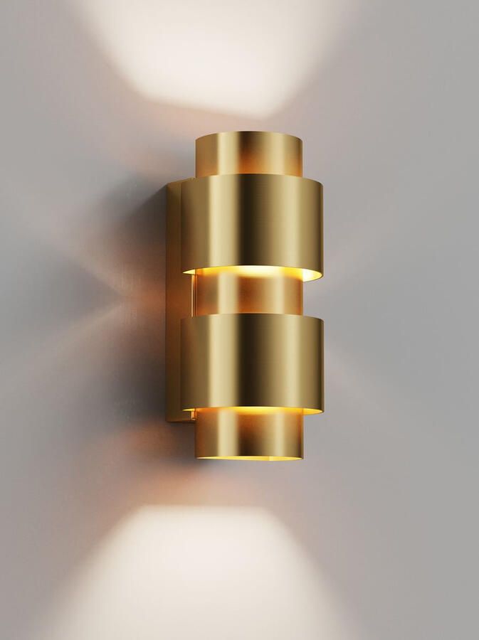 Hipp Design Wandlamp Simar Half Rond PVD Messing 3000K Dimbaar IP44