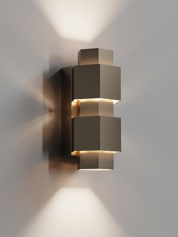 Hipp Design Wandlamp Simar Vijfhoek PVD Brons 3000K Dimbaar IP44