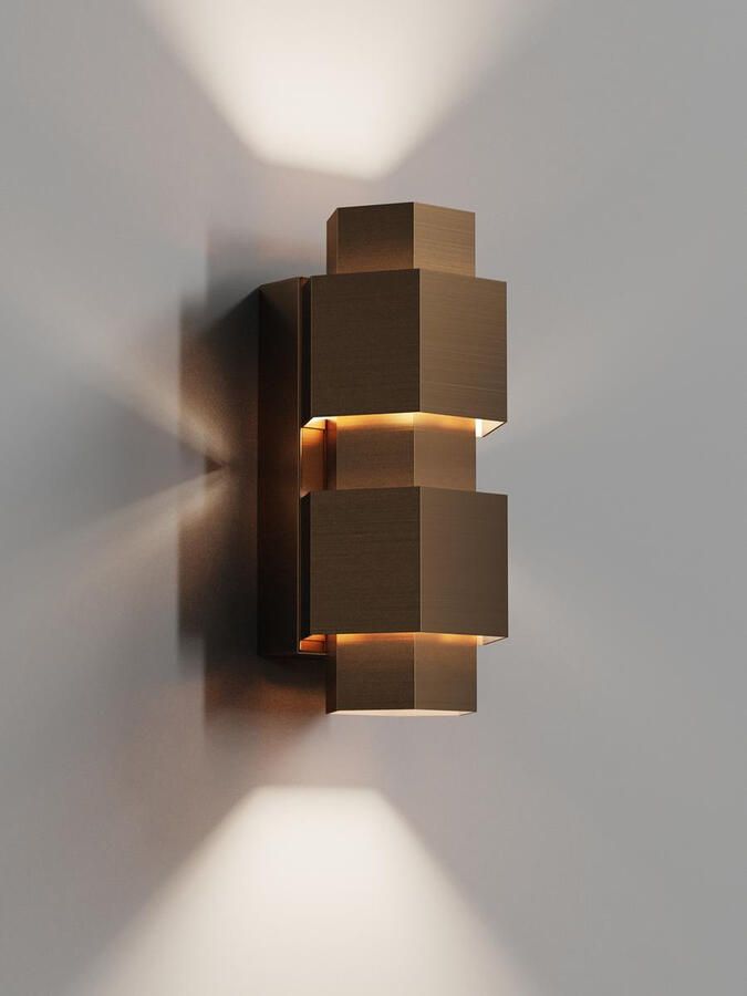 Hipp Design Wandlamp Simar Vijfhoek PVD Koper 3000K Dimbaar IP44