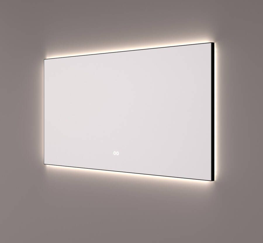 Hipp Design Spiegel SPV 12500 BL Rechthoek Met Frame Mat Zwart Met Verlichting Incl. Spiegelverwarming (Alle Maten)