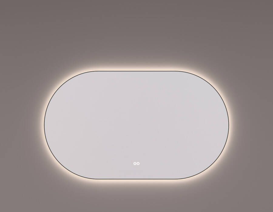 Hipp Design Spiegel SPV 13700 BL Ovaal Met Verlichting Incl. Spiegelverwarming Mat Zwart Frame (Alle Maten)