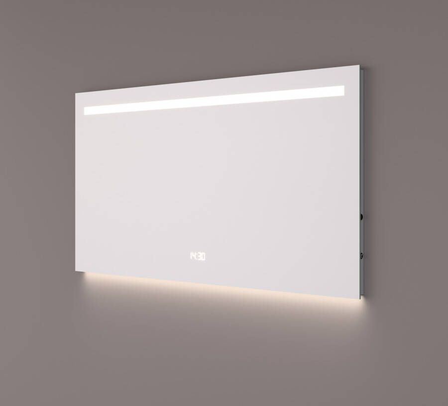 Hipp Design Spiegel SPV 5000 Rechthoek Met Verlichting Incl. Spiegelverwarming en Digitale Klok (Alle Maten)