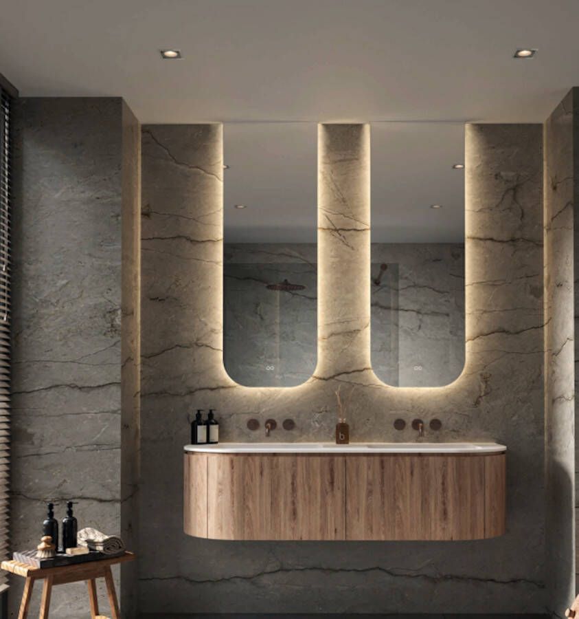 Hipp Design Spiegel SPV SLP2 Rechthoek 50x140 cm Met Afgeronde Hoeken Met Verlichting