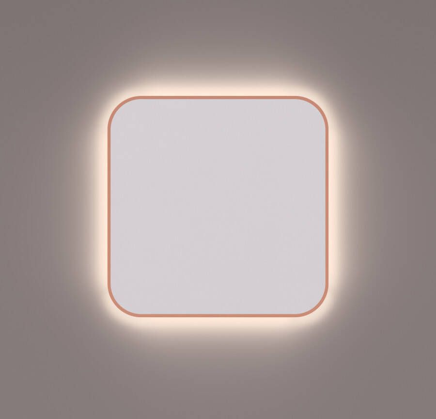 Hipp Design Toiletspiegel SPM T06 Rechthoek 35x35 cm Met Afgeronde Hoeken En Verlichting Koper