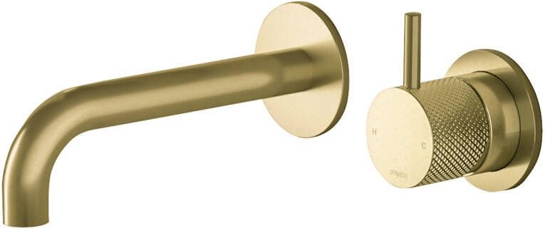 Hotbath Afbouwdeel tbv Inbouw Wastafelkraan Cobber X 18 cm Geborsteld Messing PVD