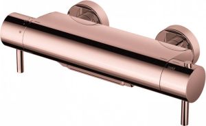 Douche Concurrent Badkraan Hotbath Buddy 15cm Hartafstand Thermostatisch Opbouw Roze Goud 2 Greeps met Waterval