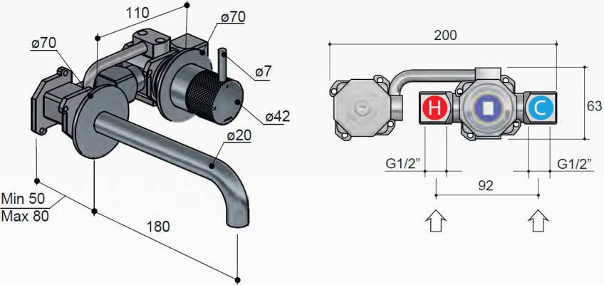 Hotbath Cobber inbouwdeel voor CB005 1-hendel inbouw wastafelkraan