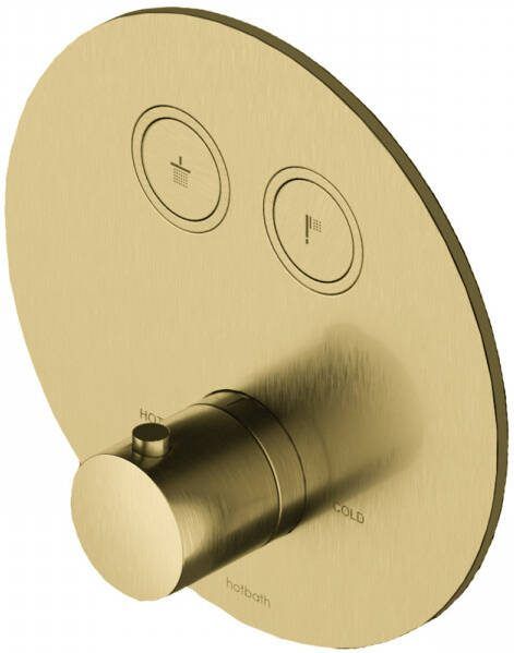 Hotbath Douchethermostaat Cobber Inbouw 2 Pushbuttons Rond Geborsteld Messing PVD (excl. inbouwdeel)