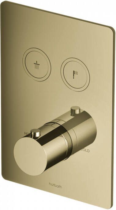 Hotbath Douchethermostaat Cobber Inbouw 2 Pushbuttons Vierkant Gepolijst Messing PVD (excl. inbouwdeel)