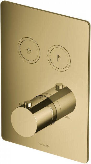 Hotbath Douchethermostaat Cobber Inbouw 2 Pushbuttons Vierkant Gepolijst Messing (excl. inbouwdeel) Living Colours