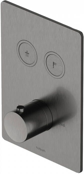 Hotbath Cobber afbouwdeel inbouwthermostaat met 3 pushbuttons verticale plaatsing geborsteld messing (goud) PVD PB050EXTBBP