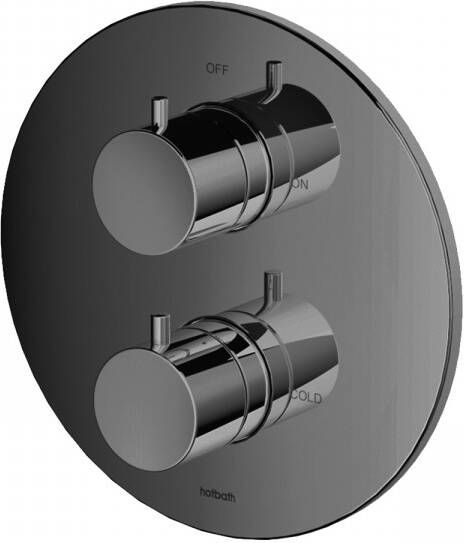 Hotbath Cobber CB009EXT afbouwdeel voor inbouw thermostaat met 2-weg omstel zwart chroom