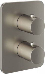 Hotbath Gal afbouwdeel voor inbouw douchethermostaat met 2-weg stop-omstel 18 x 13 cm geborsteld nikkel PVD